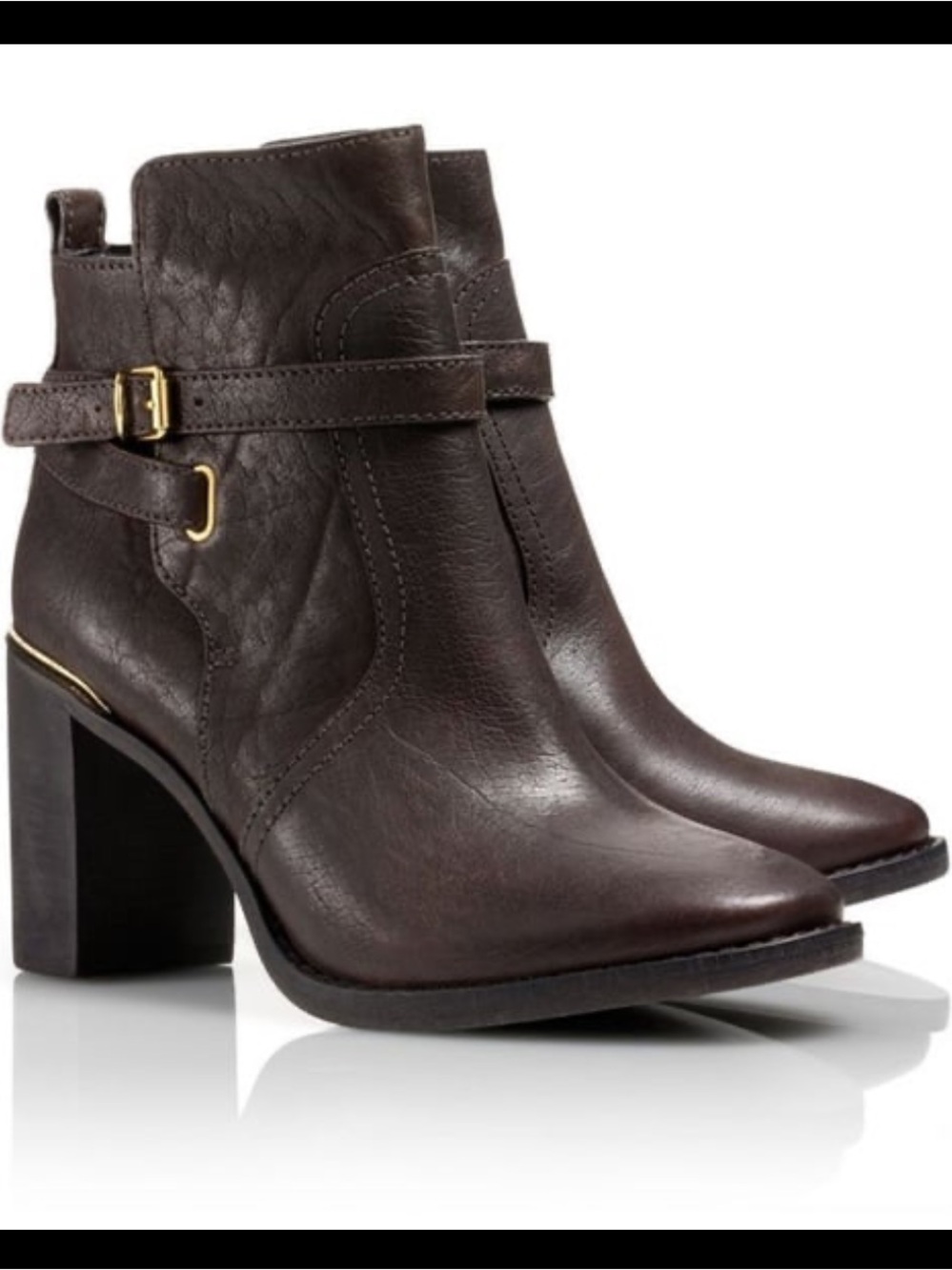 Tory Burch Kayden Booties Black Ankle Boots Buckle Sz 7.5